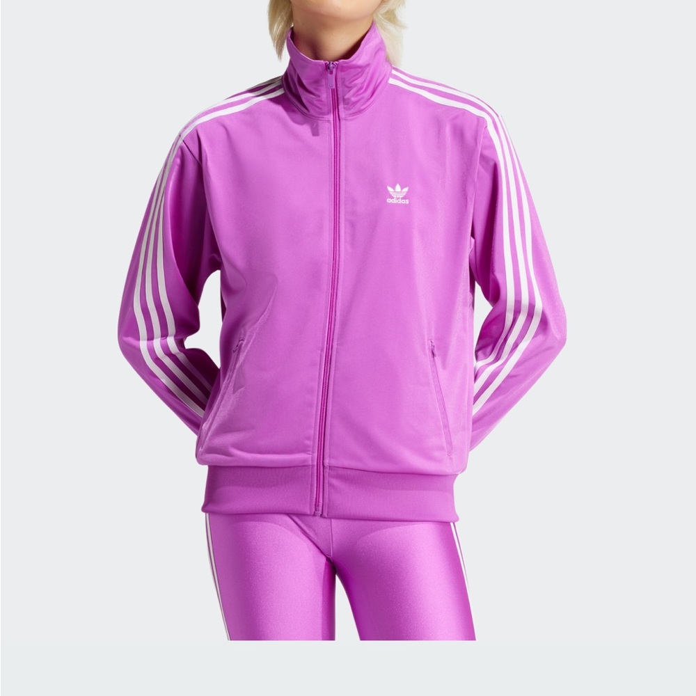 Adidas purple splash Track top & joggers with White Stripes